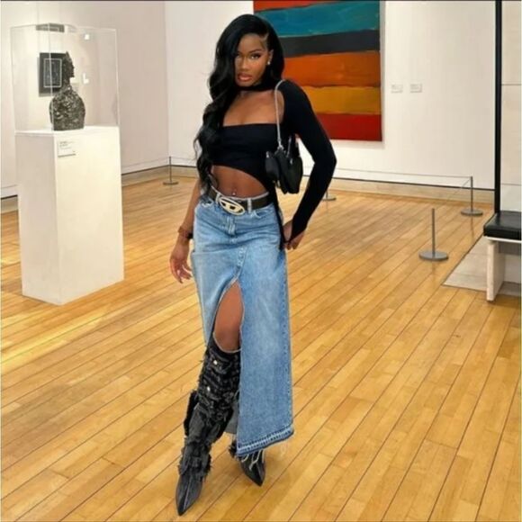 Nwt ZARA TRF LONG DENIM SKIRT medium - Picture 4 of 16